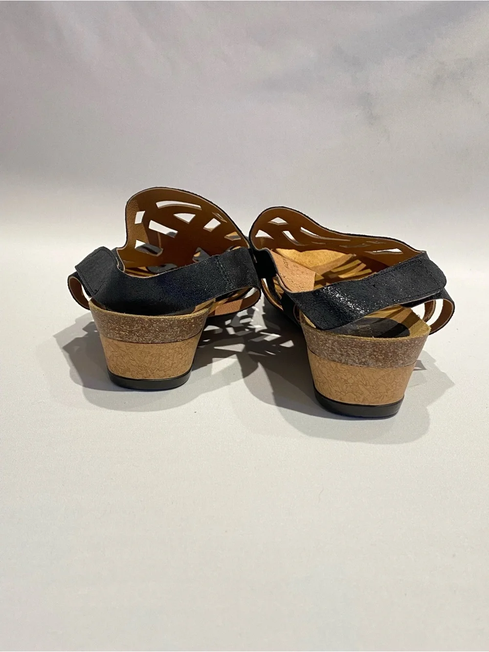 Sesto Meucci Navy Laser-Cut Leather Sandals, size 11, NWOB